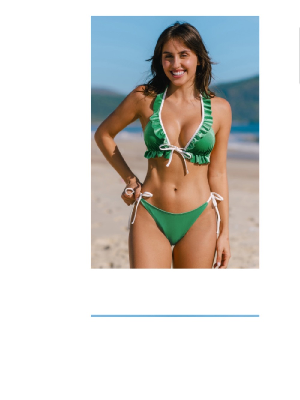 Cupshe emerald Green velvet Ruffle Bikini Top XL, bottoms XS